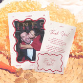 Wavy Frame Retro Photo Funky Wedding Bedankkaart