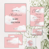 We zijn op Cloud 9 Pink Girl Baby shower Papieren Bordje