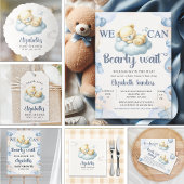 Teddy Bear Theme Baby shower boy Bedankkaart