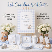 We Can Bearly Wait Klassieke Teddy Beer Blauwe Maa Cadeaulabel