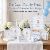 We Can Bearly Wait Blauwe Aquarel Beer Bedankkaart