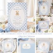 Teddychting Gingham Babyshower Retouradres Etiket