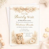 Bearly Wait Neutral Teddy Bear Baby Shower Boho Kaart