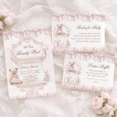 We Can Bearly Wait Nursery Girl Baby Shower Kaart