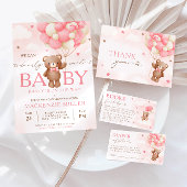 Teddy Bear Balloon Roze Dank u Kaarten