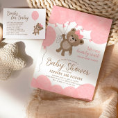 Teddy Bear Girl Baby Roze ballonboeken Verzoek Informatiekaartje
