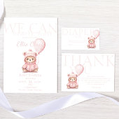 We kunnen nauwelijks wachten roze Beer meisje Baby Kaart