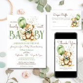 Barly wait teddy groen baby shower plaatskaartje
