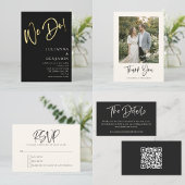 Modern We Do Elegant Custom Black Cream Wedding Kartonnen Onderzetters