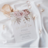 Mooie Blush Krans Rose Goud Huwelijksbelofte Verni Folie Uitnodiging