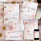 Elegante Waterverf Blush Roze Daisies Save The Date