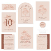 Elegante Terracotta Coneflower Botanische bruiloft All In One Uitnodiging