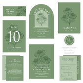 Elegante Coneflower Botanical Sage Green Wedding Programma
