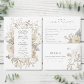 Elegant Chic Ecru Boho Bloemenbruiloft Uitnodigingen Wikkel (Personaliseer de collectie van deze zelfstandige maker.)