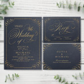 Navy goud elegante kalligrafie trouwtafel nummer kaart (Personaliseer de collectie van deze zelfstandige maker.)