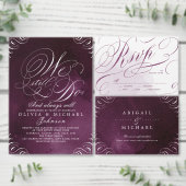 Romantic Moody plum kalligrafie bespaart de datum Save The Date (Personaliseer de collectie van deze zelfstandige maker.)