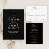Elegant Script Black and White Wedding Kaart