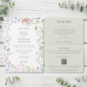 Eenvoudige, tijdloze Wildflower Soft White Wedding Magnetische Uitnodiging (Personaliseer de collectie van deze zelfstandige maker.)