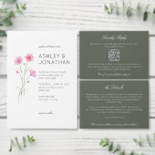 Moderne minimalistische bloemendetail bruiloft kaart (Personaliseer de collectie van deze zelfstandige maker.)