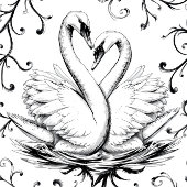 naadloos zwaansilhouet inpakpapier vel