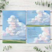 Elegant Painted Landscape Blue Sky Clouds Wedding Bedankkaart (Personaliseer de collectie van deze zelfstandige maker.)