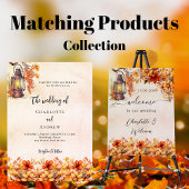 Bruiloft herfst sinaasappel bloemen rustieke lamp servet