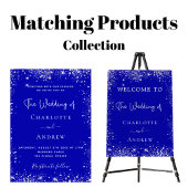 Huwelijk koninklijk blauw zilver naam script welko reclamebord met voetstuk