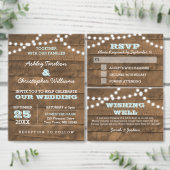 Barnwood Lights Aqua Bruiloft Save the Date Aankondigingskaart (Personaliseer de collectie van deze zelfstandige maker.)