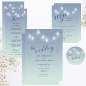 Trouwen Casual Theme Zacht Blauw En Wit Kaart