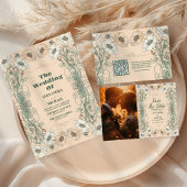 Huwelijk Floral Art Nouveau All In One Uitnodiging