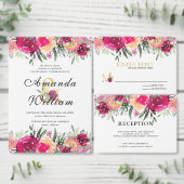 Waterverf Floral Pink Wedding Plaatskaartje (Personaliseer de collectie van deze zelfstandige maker.)
