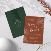 Elegante Groene en Terracotta Kosmos Bloemhuwelijk Cadeaulabel