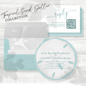 Eenvoudige foto Elegant Turquoise QR Code RSVP Oce Kaart