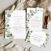 Eucalyptus Greenery Wedding Elegant modern All In One Uitnodiging