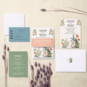 Wedding Peacock Botanical | Vintage Floral Art Kaart (Personaliseer de collectie van deze zelfstandige maker.)