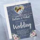 Rustic Photo Floral Wedding Save the Date Card