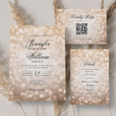 Elegant Script Trouwen Roos Gold Bokeh Lights Save The Date