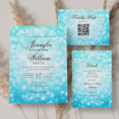 Elegant Script Trouwen Turquoise Bokeh Lights Save The Date