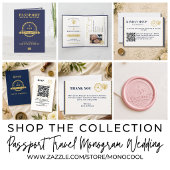 Paspoort Bestemming Trouwdag Monogram Navyblauw