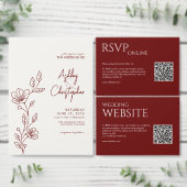 Elegante moderne Crimson rode bruiloft Programmakaart (Personaliseer de collectie van deze zelfstandige maker.)