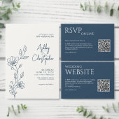 Elegante moderne marine blauwe bruiloft menu (Personaliseer de collectie van deze zelfstandige maker.)