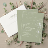 Eenvoudige Moderne Sage Groene Paardebloem Bruilof Kaart (Personaliseer deze collectie van deze onafhankelijke maker. Test)