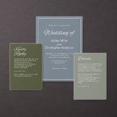 Minimalistisch Script Leger Green Wedding Informatiekaartje (Personaliseer de collectie van deze zelfstandige maker.)