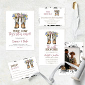 Westerne en landbloemen boots Rustic Wedding Informatiekaartje