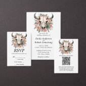 Westerne Boho Koe Floral Skull Sage Wedding Save The Date (Personaliseer de collectie van deze zelfstandige maker.)