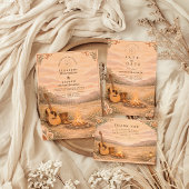 Western Campfire Guitar Meadow Wedding Kaart