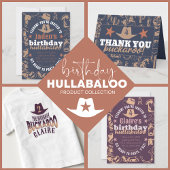 "Verjaardag Hullabaloo" Westerne Cowboy Party Ronde Sticker