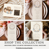 Crest Western Land Boheemse Bloemen Bruiloft All In One Uitnodiging