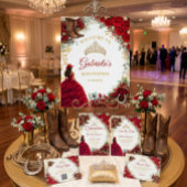 Westerse Rode Rozen Gouden Land Quinceañera Save The Date