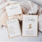 Rustige Westerne Rodeo Baby shower Diaper Raffle Informatiekaartje